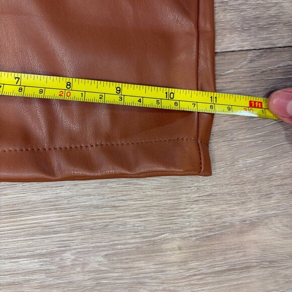 Shein Faux Leather Brown Straight Leg High Waist Pants sz L - Picture 10 of 10